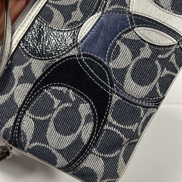 Coach Denim Canvas Large Zip Pouch Clutch Wristlet - Picture 2 of 7